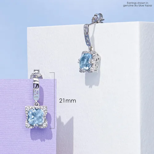 Vista 4 de Nicole Miller Fine Jewelry - Pendientes colgantes de plata de ley con doble punta, cojín de 0.276in