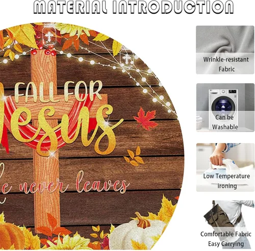 Vista 6 de AIBIIN Fondo de otoño de 7 x 5 pies, decoración de fiesta de Acción de Gracias, religión cristiana, fondo de poliéster, pancarta de calabaza