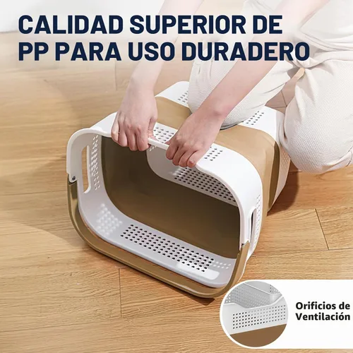 Vista 5 de TECHMILLY - Canasta plegable de plástico para la ropa sucia con asas, cesto portátil de 35L de goma, contenedor/organizador desplegable con cesta