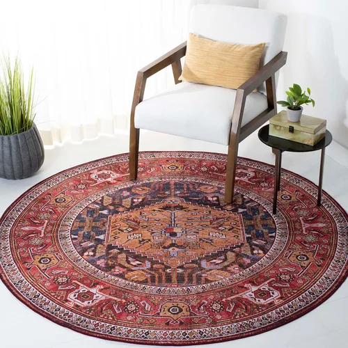 Vista 11 de SAFAVIEH Tucson Collection - Alfombra lavable de 2 pies 6 x 6 pies, color azul marino y resistente al óxido, antideslizante, ideal para zonas