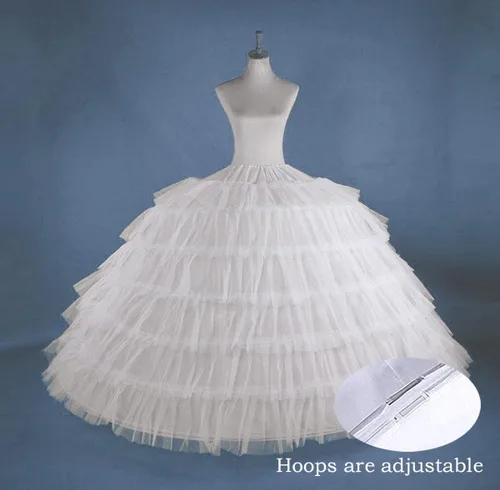 Vista 2 de LZZTU Enagua de tul para mujer, enagua de boda, falda de boda, vestido de novia de crinolina, 6 aros, color blanco para vestido de novia