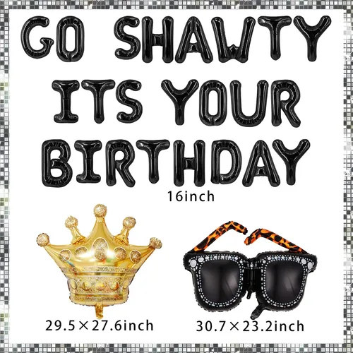 Vista 4 de Black Go Shawty - Decoración de cumpleaños de principios de los años 2000, hip hop, suministros de decoración de cumpleaños de broma para cumpleaños