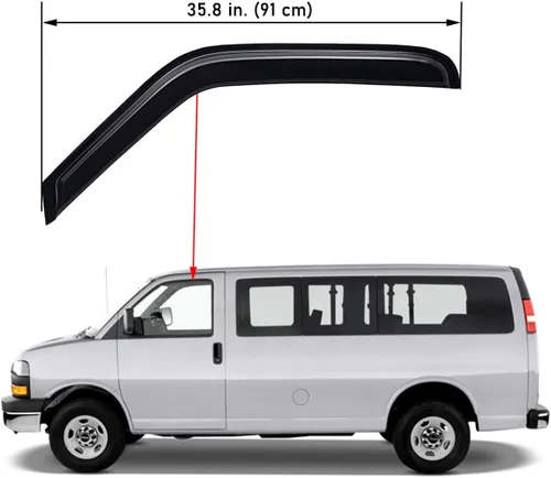 Vista 2 de Lightronic Visera de ventana de ventilación automática extra duradera, compatible con Chevrolet Express 1996-2026 y GMC Savana 1500/2500/3500