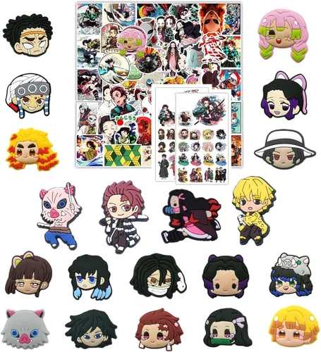 Vista 2 de Re-siin 20 dijes para zapatos Tanjiro Kamado para zuecos, decoraciones de PVC, de animé japonés, de zapato para zueco, pulsera, regalos de fiesta