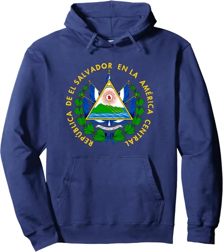 Vista 6 de Sudadera con capucha con diseño de emblema de la bandera de El Salvador