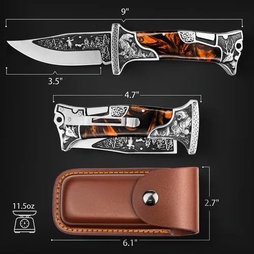 Vista 9 de NedFoss TIGER ROAR - Cuchillo de bolsillo de regalo para hombres, papá