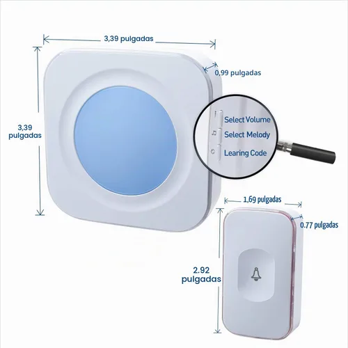 Vista 7 de Timbre inalámbrico para el hogar, timbre con discapacidad auditiva, 2 botones y 3 receptores, luz intermitente, timbre inalámbrico para oficina
