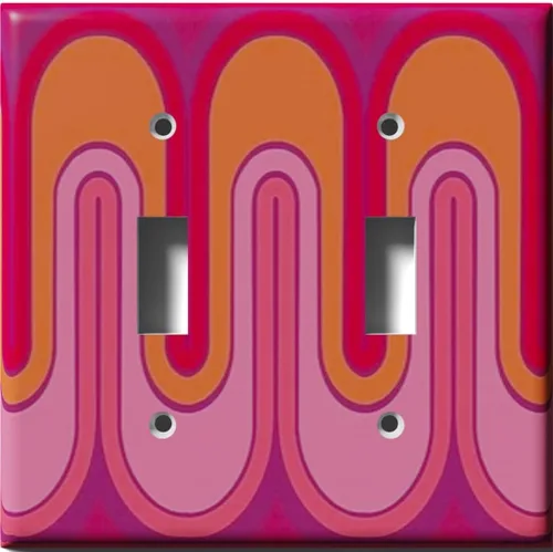 Vista 11 de Placa decorativa de salida - Ondas retro rojas - Receptáculo doble dúplex