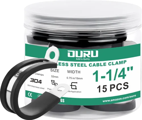 Vista 17 de OURU 10 abrazaderas de cable aisladas acolchadas de acero inoxidable y revestimiento de goma de 1-3/4 pulgadas, abrazaderas de cable y tubería