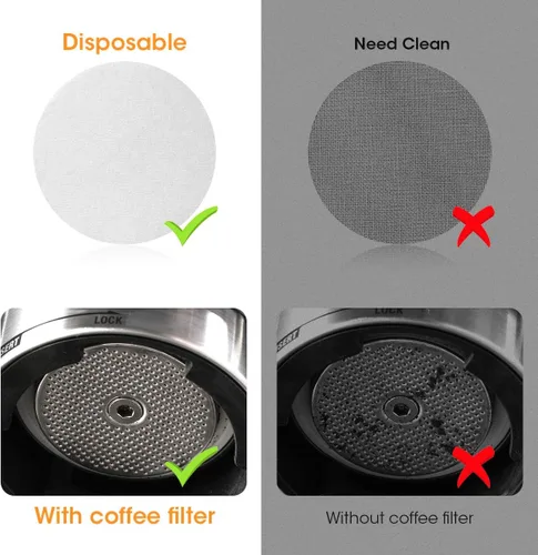 Vista 4 de Aieve Filtro de papel para espresso compatible con la máquina de café espresso Barista Breville, 400 piezas 51 mm Filtro de papel para portafiltro