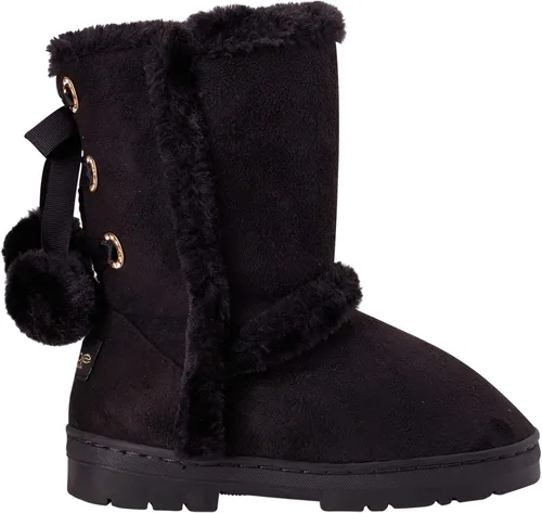 Vista 3 de bebe Girls Fur Trim Winter Boots with Back Lace Pom-Poms (ToddlerLittle GirlBig Girl)