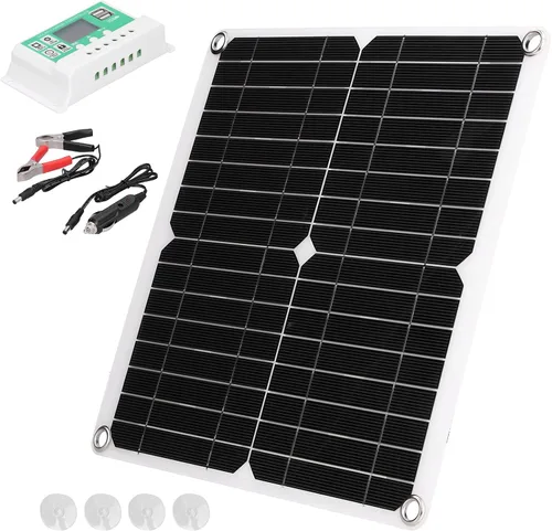 Vista 9 de Kit de panel solar de 40 W 18 V, doble puerto USB monocristalino de silicio flexible con controlador de carga solar de 60 A para ciclismo