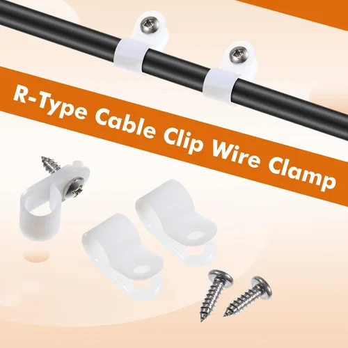 Vista 16 de Hicarer Paquete de 50 abrazaderas de cable tipo R, clips de sujeción de cable de montaje de tornillo de nailon con 50 tornillos para gestión de Negro