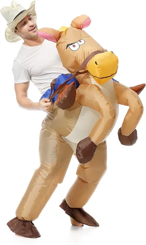 Vista 4 de EONPOW disfraz inflable de caballo para Halloween