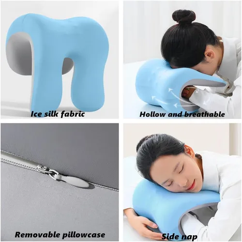 Vista 7 de chislim Soporte de cuello para silla de oficina, almohada de escritorio de espuma viscoelástica para siesta, funda lavable, se adapta a la mayoría