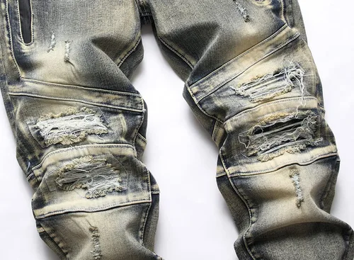 Vista 3 de AITITIA Jeans de corte recto lavado con cremallera para hombre