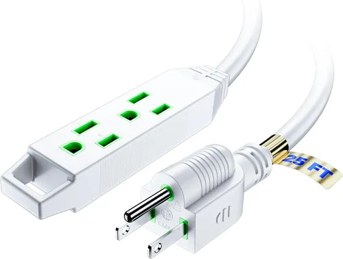 Vista 25 de Cable de extensión de 2 pies, cable de extensión con múltiples tomas, calibre 16 (azul) con certificación ETL