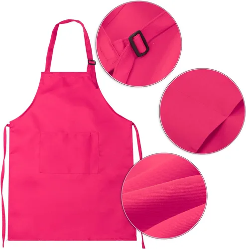 Vista 3 de Syhood Paquete de 6 delantales para niños a granel con 2 bolsillos ajustables para niños, delantal de chef artístico, para cocinar, hornear, pintar