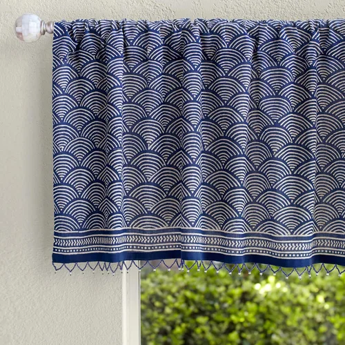 Vista 12 de Saffron Marigold Cortina de cenefa impresa a mano con ribete de cuentas, velo de novia blanco, perfecta para cocina, dormitorio, baño, comercio