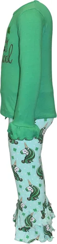 Vista 3 de Unique Baby Girls 2pc Matching Outfit For Every Holiday Ruffled Long Sleeve Legging Sets 2