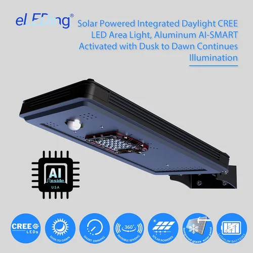 Vista 2 de Energía solar del anochecer al amanecer de aluminio negro al aire libre integrado LED AI-SSmart Sensing 1600 lúmenes CREE Area Path Luz