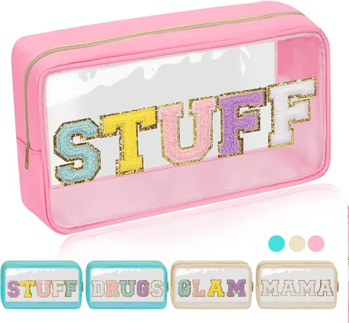 Vista 17 de Iqimott Bolsa de maquillaje transparente para bebé, bolsa de cosméticos personalizada de felpilla para viajes, de nailon, impermeable, artículos