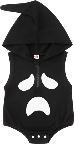 Vista 10 de Mameluco con capucha para bebé niño y niña, disfraz de calabaza Negro-a