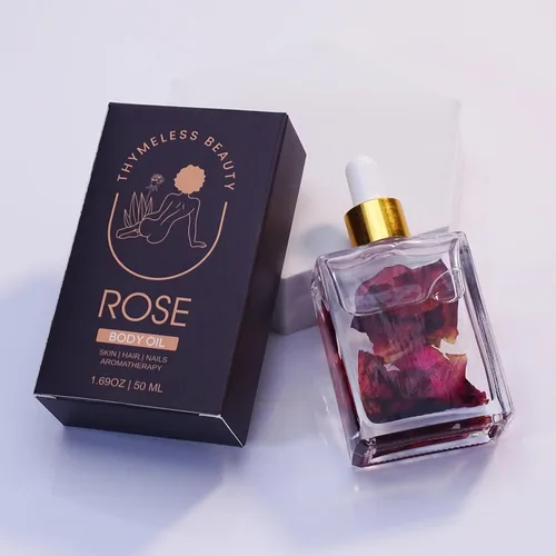 Vista 5 de Lujoso aceite corporal de rosa con pétalos de rosa reales, ligero, hidratante, aroma floral de larga duración, aceite de rosa prémium para cara