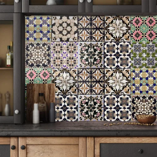 Vista 48 de Alwayspon Adhesivo para azulejos de pared moriscos para despegar y pegar, calcomanías de vinilo autoadhesivas para azulejos de cocina y baño, 4 x 4