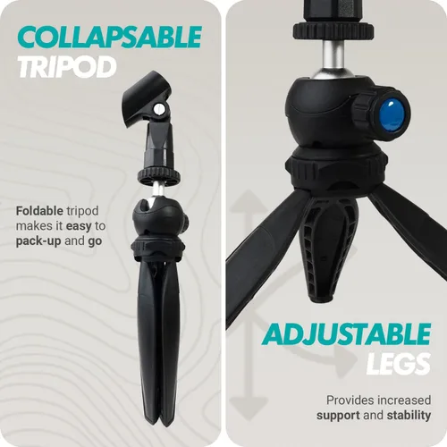 Vista 5 de Movo HMT-2 Soporte de micrófono de trípode de mesa para Movo WMX-HM y Rode Interview Go Adaptadores de micrófono inalámbrico de mano. Perfecto