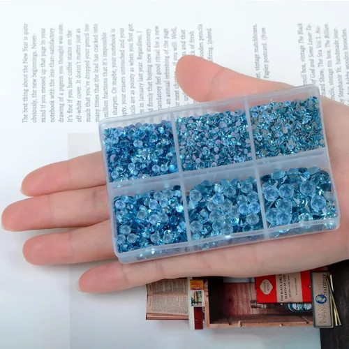 Vista 4 de AD Beads 4500 diamantes de imitación termoadhesivos con parte trasera plana, 6 tamaños (0.079-0.236 in), gemas de cristal redondas con pinzas