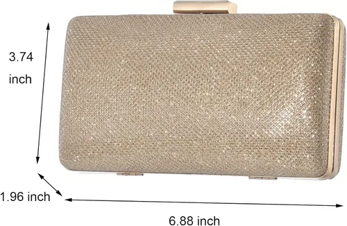 Vista 3 de Bolso de mano de noche con purpurina brillante para boda fiesta de graduación elegante bolso cruzado de hombro