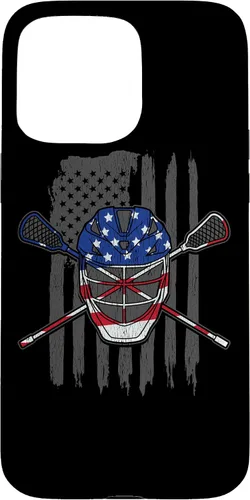 Vista 30 de iPhone 11 bandera estadounidense lacrosse Player Tee Lacrosse Portero caso