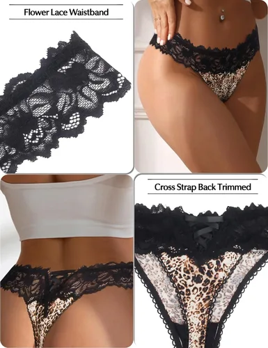Vista 26 de ohyeah Tangas sexy de encaje tangas bragas de tiro bajo ropa interior para mujer de algodón entrepierna braga tangas bragas 4-18
