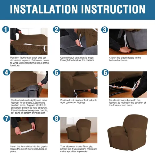 Vista 5 de H.VERSAILTEX Fundas elásticas para sillón reclinable, Funda para silla reclinable, Funda para sofá, 1 pieza, moderna, de terciopelo, elegante