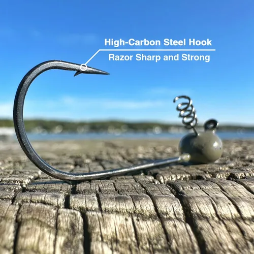 Vista 3 de Reaction Tackle Tungsten Shaky Head Jigs for Bass Fishing - Premium Fishing Hooks, Ideal Shaky Head Jig to Catch Big Bass and Other Fish (5-Pack)