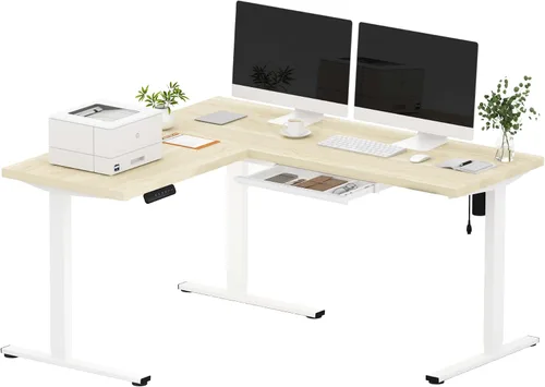 Vista 20 de SANODESK - Escritorio de pie en forma de L, altura ajustable, escritorio de esquina eléctrico, mesa de computadora ajustable de 63 x 48 pulgadas