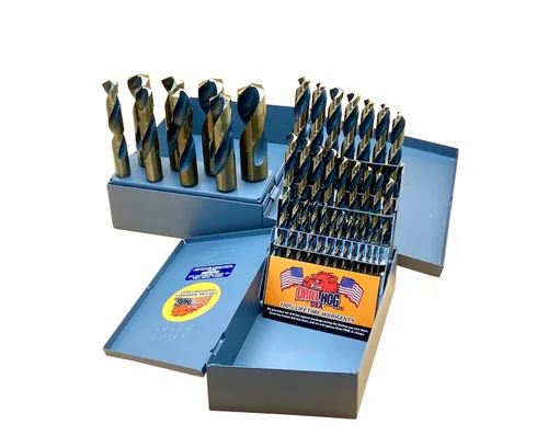 Vista 3 de Drill Hog Juego de 37 brocas de plata y Deming de 1/16" a 1" Molibdeno M7