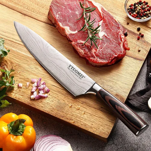 Vista 2 de Cuchillo de chef de 8 pulgadas, cuchillo de chef profesional de 8 pulgadas con funda, cuchillo de cocina alemán de acero inoxidable de alto carbono
