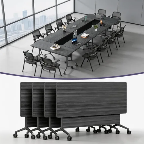 Vista 47 de Folding Conference Table with Wheels, Modular Foldable Conference Room Training Tables for Training Rooms, Flip Top Mobile Rolling Meeting Seminar