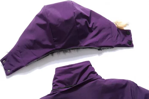 Vista 4 de MOERDENG Chaqueta de esquí impermeable para mujer, abrigo de nieve con capucha para invierno, chaqueta de esquí resistente al viento para mujer