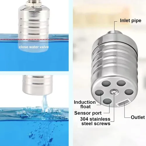 Vista 3 de Válvula de flotador de control de nivel de agua, válvula de flotador de control de nivel de agua totalmente automática de acero inoxidable 304
