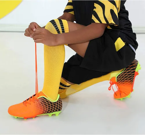 Vista 3 de JABASIC - Tacos de fútbol para exteriores para niños zapatos de fútbol atléticos y firmes