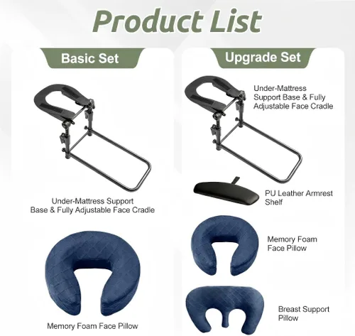 Vista 9 de Reposacabezas de masaje para cama, cuna ajustable para masaje facial en casa, kit de mesa de masaje portátil para colchón de dormir, almohada boca