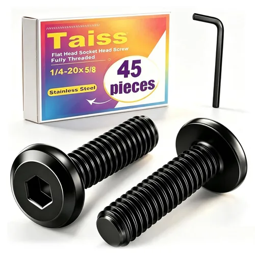 Vista 24 de Taiss 10 piezas de tornillos de cabeza hexagonal de 5/16-18x1, pernos para muebles, tornillos para muebles de acero inoxidable 304, pernos de 1/4