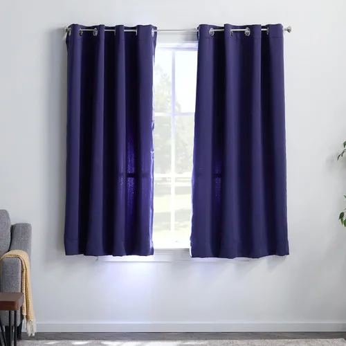 Vista 17 de Linenspa Juego de 2 paneles de cortinas opacas 85% - Cortinas negras de 84 pulgadas de largo, aislamiento térmico, reducción de ruido, esenciales