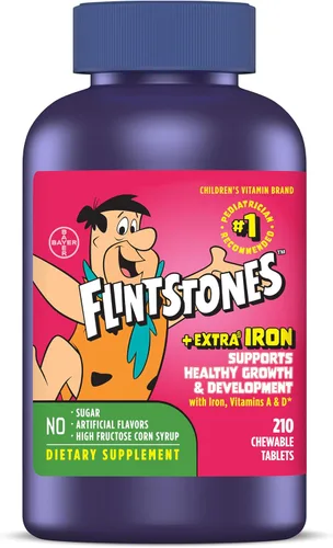 Vista 10 de Flintstones Vitamins Multivitamínico masticable para niños con + plancha extra para niños pequeños y niños con vitamina C, D, vitamina B12, 160