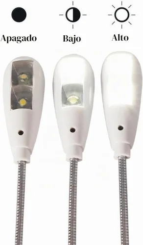 Vista 3 de Lámpara de Lectura LED USB con Ajuste Regulable de 2 Brillos, Cuello de Ganso Flexible, Luz USB para Notebook Laptop Teclado, Powerbank