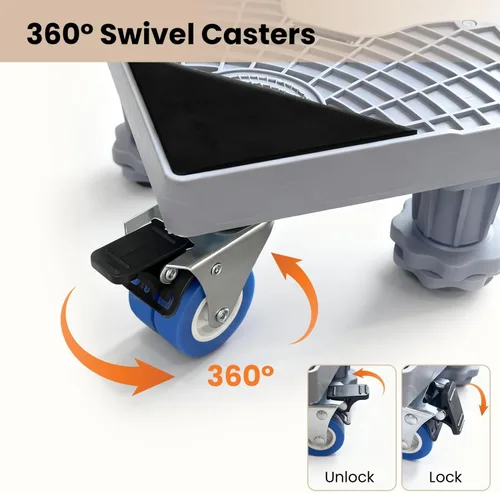 Vista 5 de Base Móvil con 4 Ruedas con Bloqueo y 8 Pies Fuertes 71-90 cm, Carrito de Muebles de Alta Resistencia para Lavadora, Mini Refrigerador y Secadora