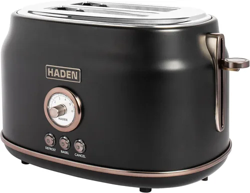 Vista 17 de Haden Dorset - Tostadora de acero inoxidable de 2 rebanadas de ranura ancha con control de tostado ajustable y pies antideslizantes, color negro